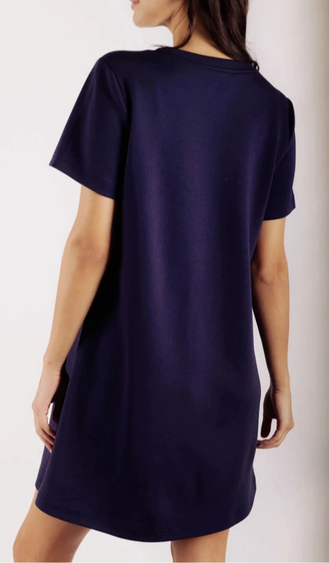 P.Cill Butter Modal Short Sleeve Dress in Navy