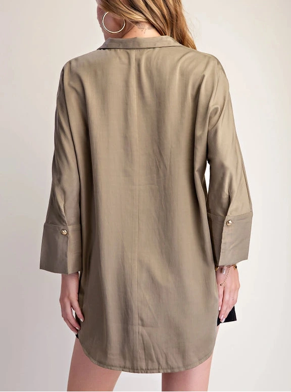Silky Dolman Blouse in Light Olive