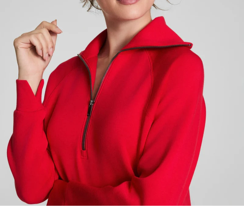 Spanx Air Essentials Half Zip Dress in Red