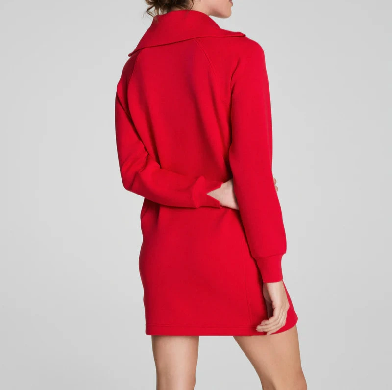Spanx Air Essentials Half Zip Dress in Red
