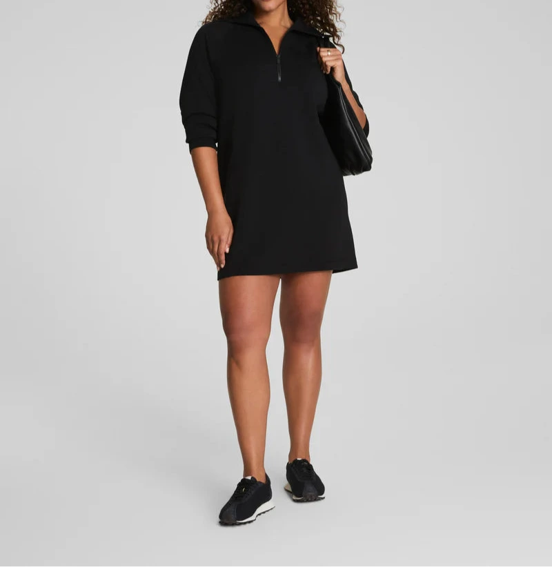 Spanx Air Essentials Half Zip Dress in Black