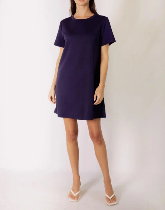 P.Cill Butter Modal Short Sleeve Dress in Navy