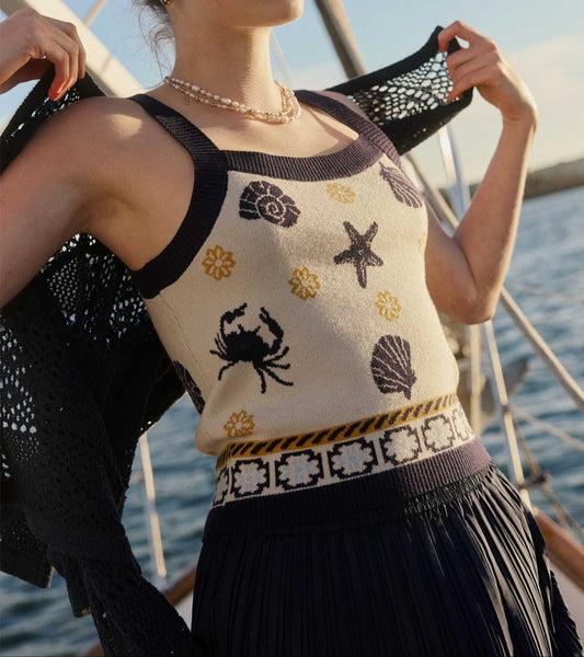 Sweater Tank in Blue Crab Shell Summer