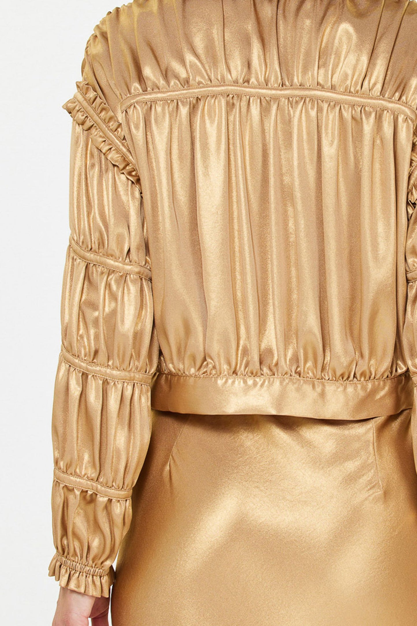 Metallic Shirring Jacket/Top in Gold