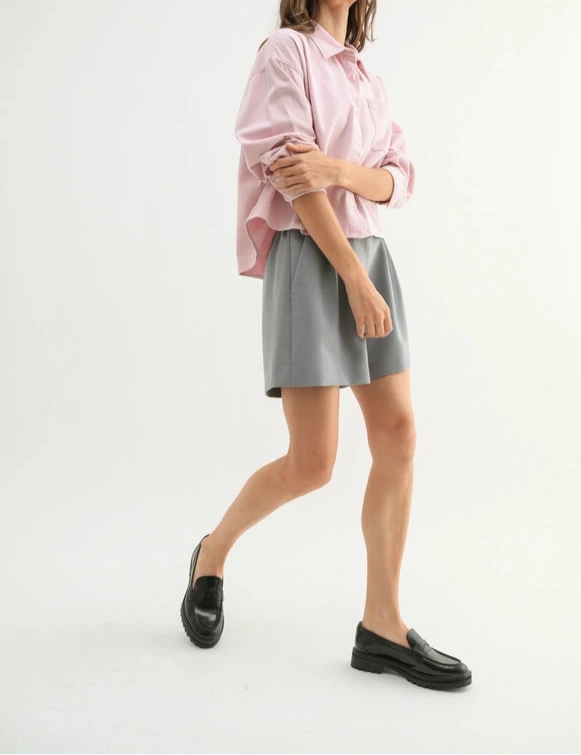 Boxy Button Up in Blush Pink
