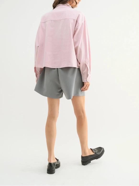 Boxy Button Up in Blush Pink