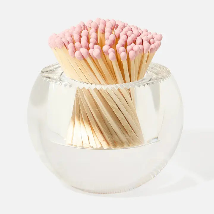 Acrylic Round Match Striker with Light Pink Matches