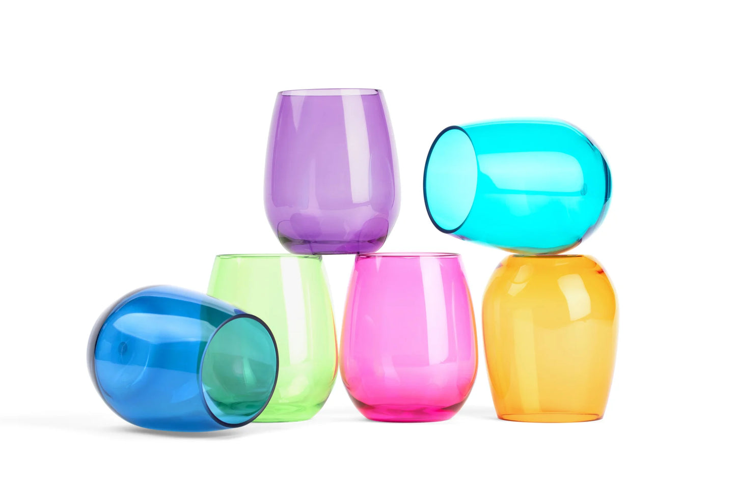 Acrylic Unbreakable Stemless Wine Glasses Set of 6 in Jewel