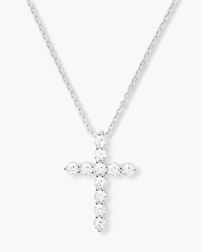 Melinda Maria Oh She Fancy Small Cross Pendant Necklace in Silver