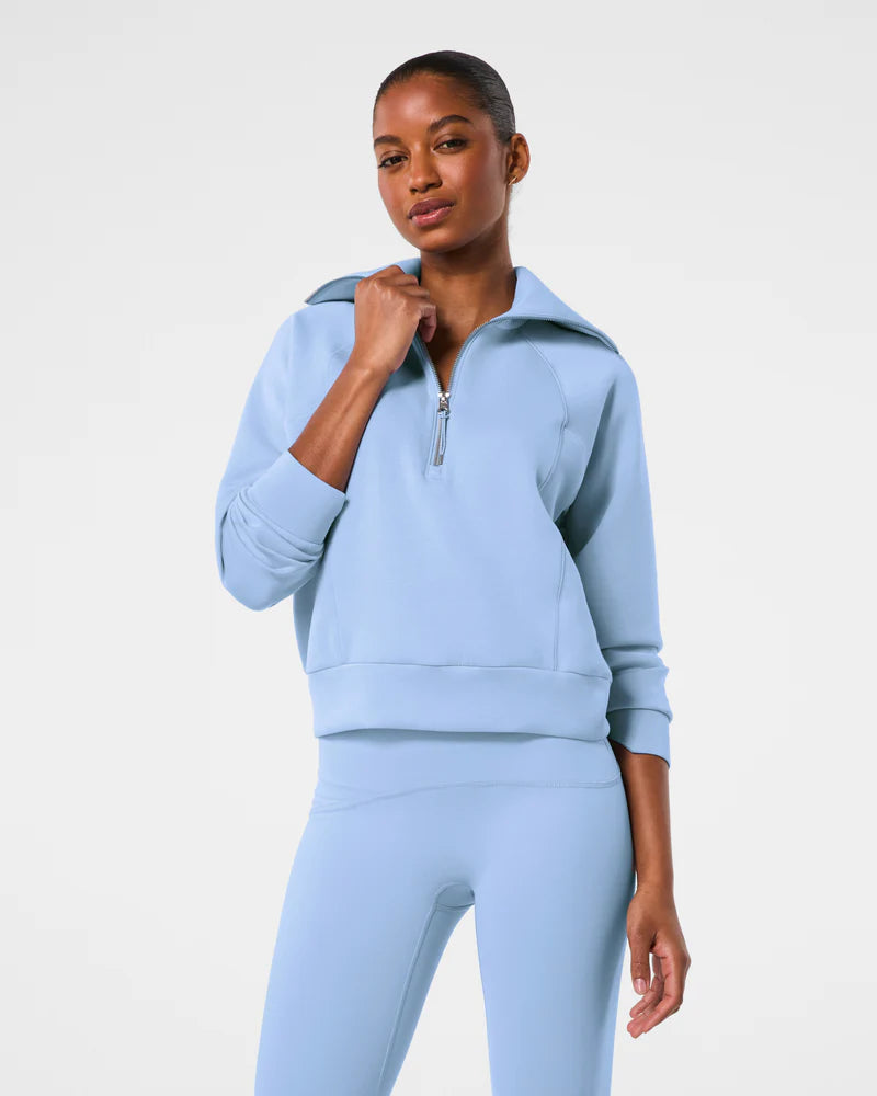 Spanx Air Essentials Half Zip Pullover in Hydrangea