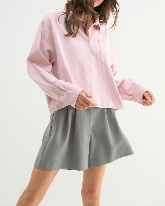 Boxy Button Up in Blush Pink