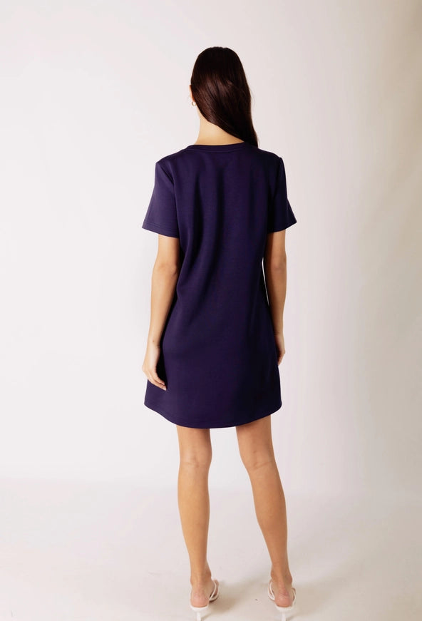 P.Cill Butter Modal Short Sleeve Dress in Navy