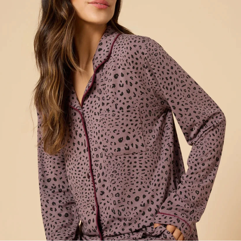 Softies Aria Slim Notch Collar Pajama Set in Wild Driftwood