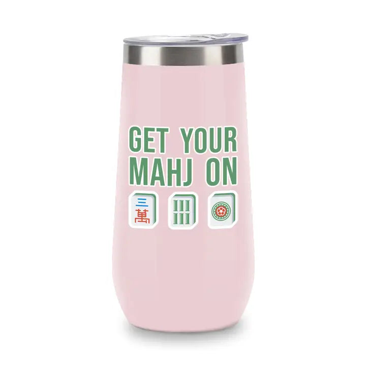 Get Your Mahj On Insulated Champagne Tumbler in Pink