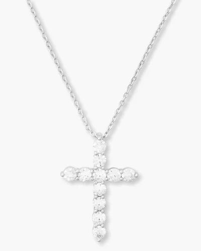 Melinda Maria Oh She Fancy Cross Pendant Necklace in Silver
