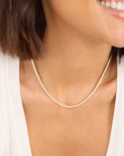 Melinda Maria Baby Not Your Basic Tennis Necklace in Gold