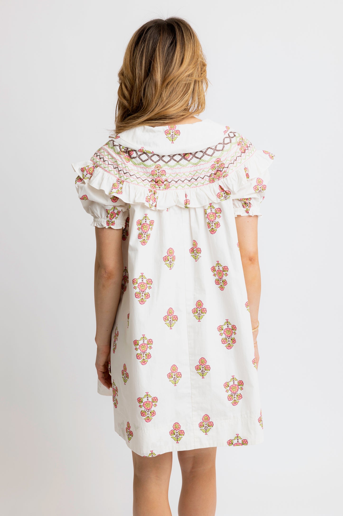 Karlie Embroidered Dress in Ivory Floral