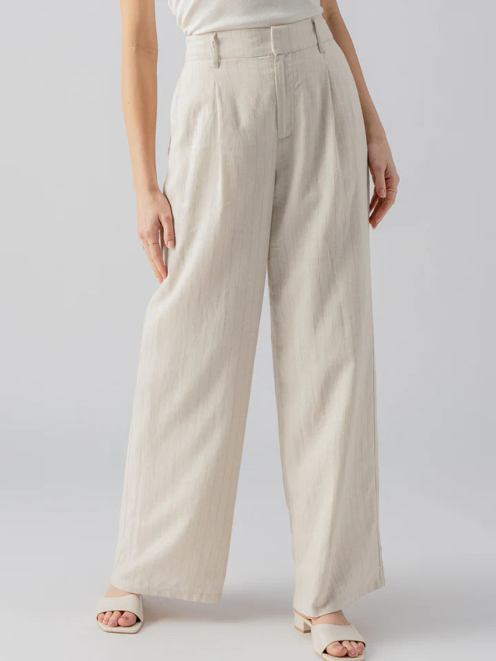 Sanctuary Clothing Pleat Up High Rise Trouser in Vineyard Stripe