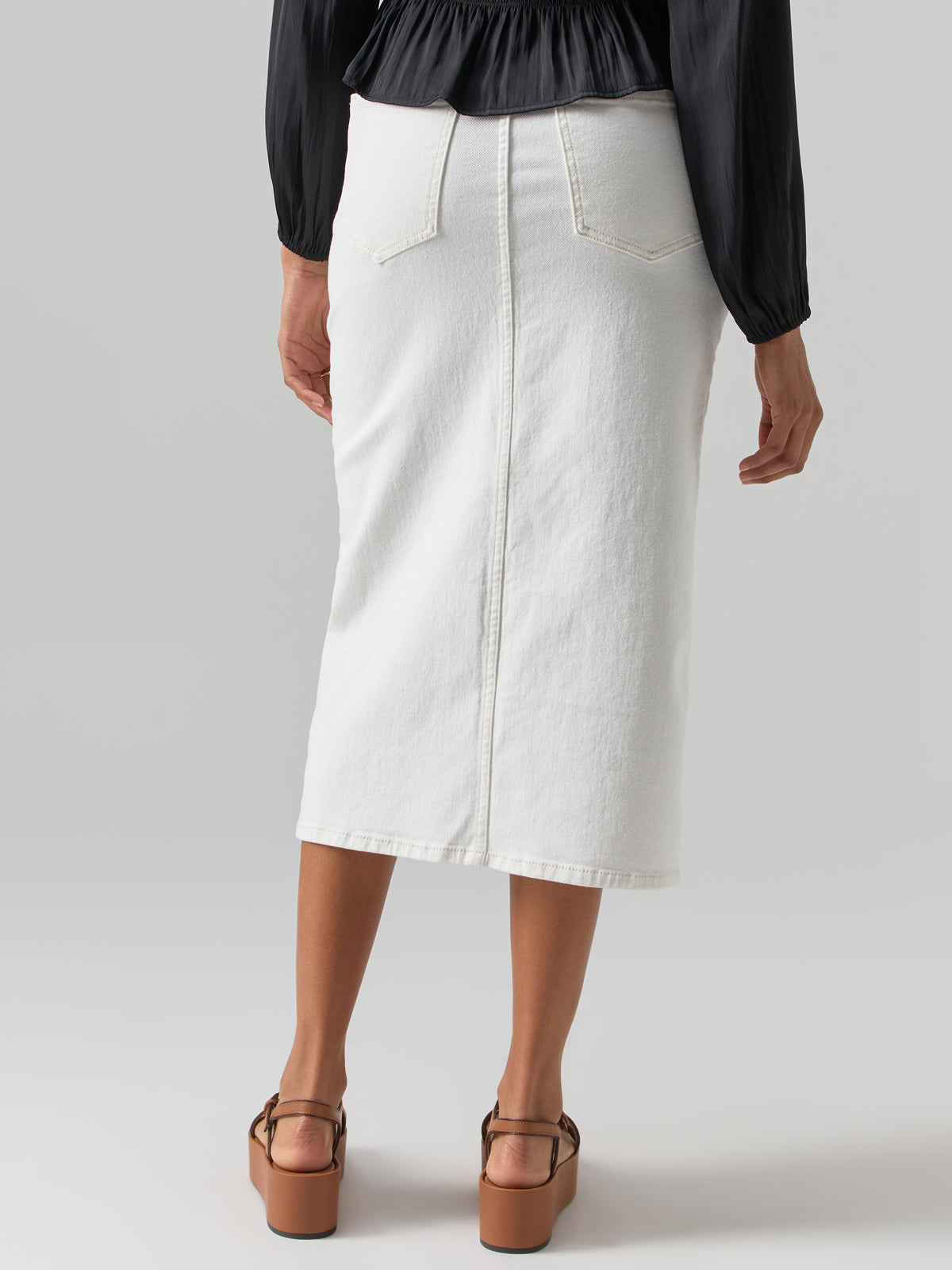 Sanctuary Denim Midi Skirt in Chalk