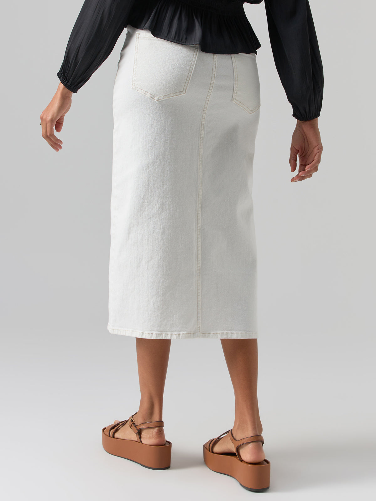 Sanctuary Denim Midi Skirt in Chalk