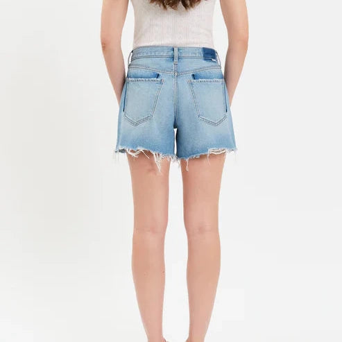 Daze Denim Crossroads Mid Rise Loose Short in Pulse