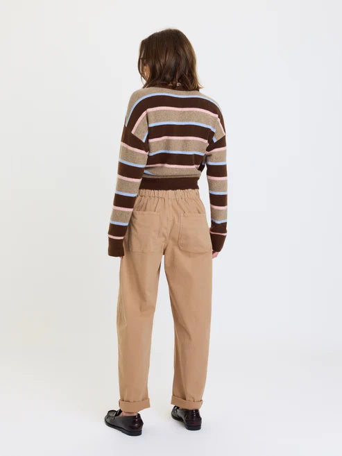 Daze Denim Villa Drawstring Barrel Leg Pants in Latte