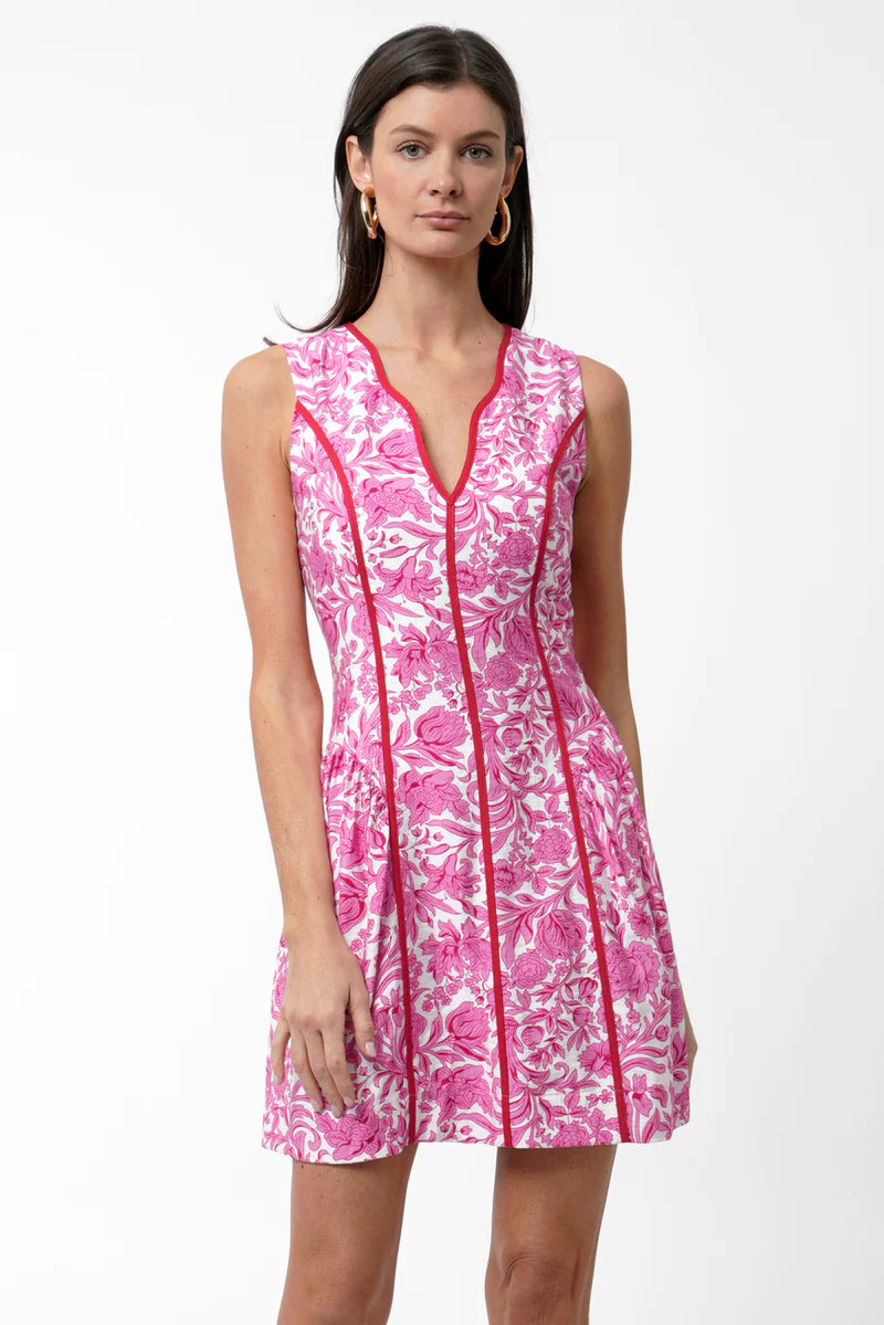 Adelyn Rae Kendra Floral Scalloped Dress in Pink