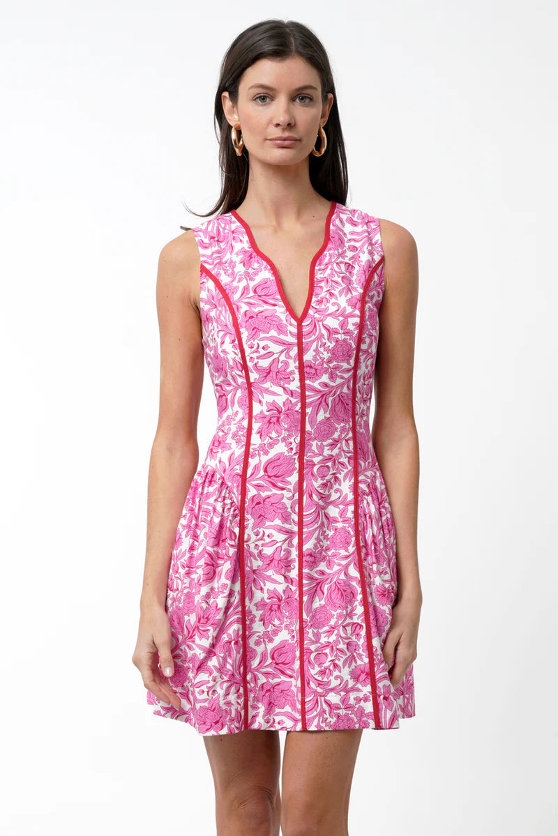 Adelyn Rae Kendra Floral Scalloped Dress in Pink