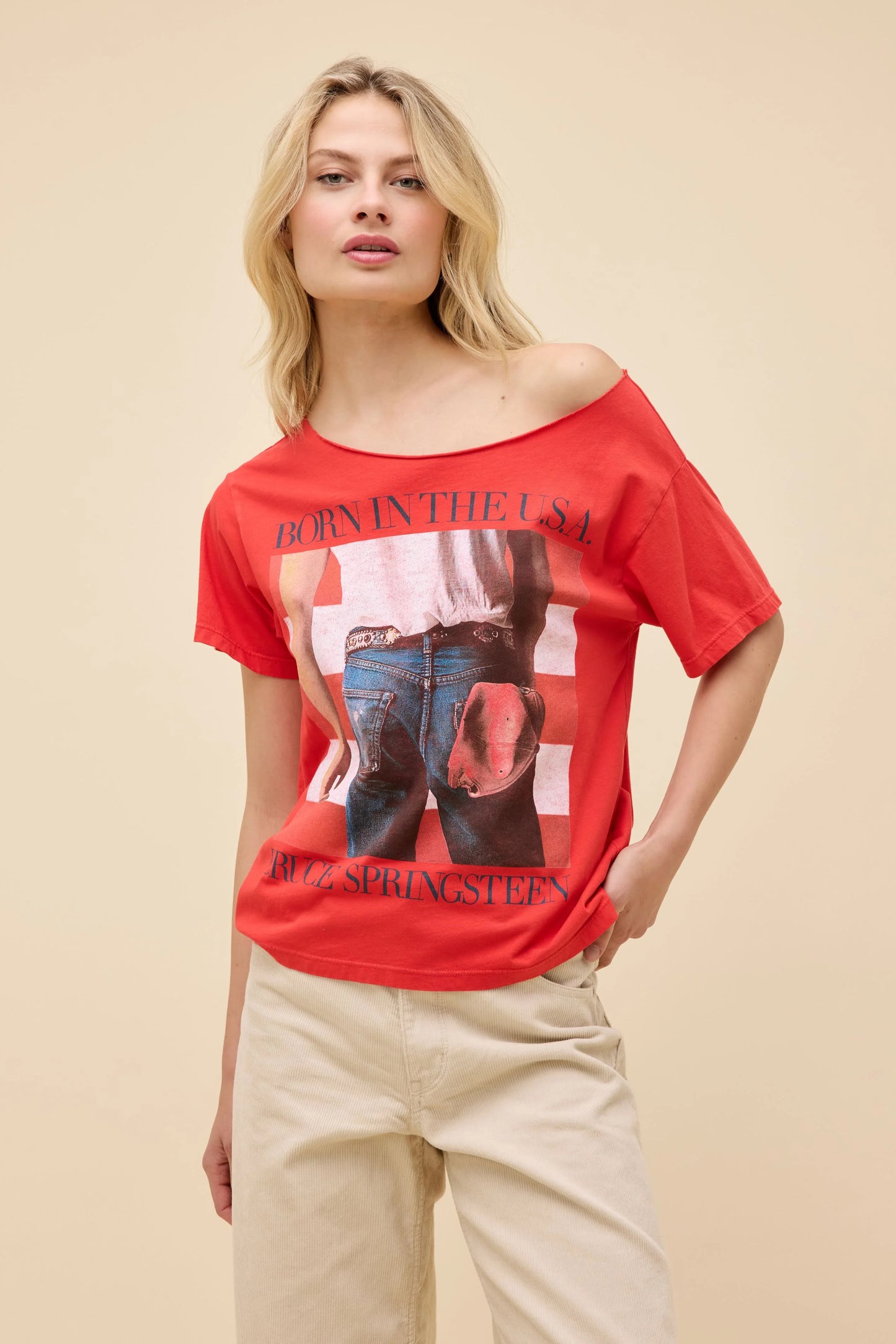Daydreamer LA Off the Shoulder Tee in Bruce Springsteen