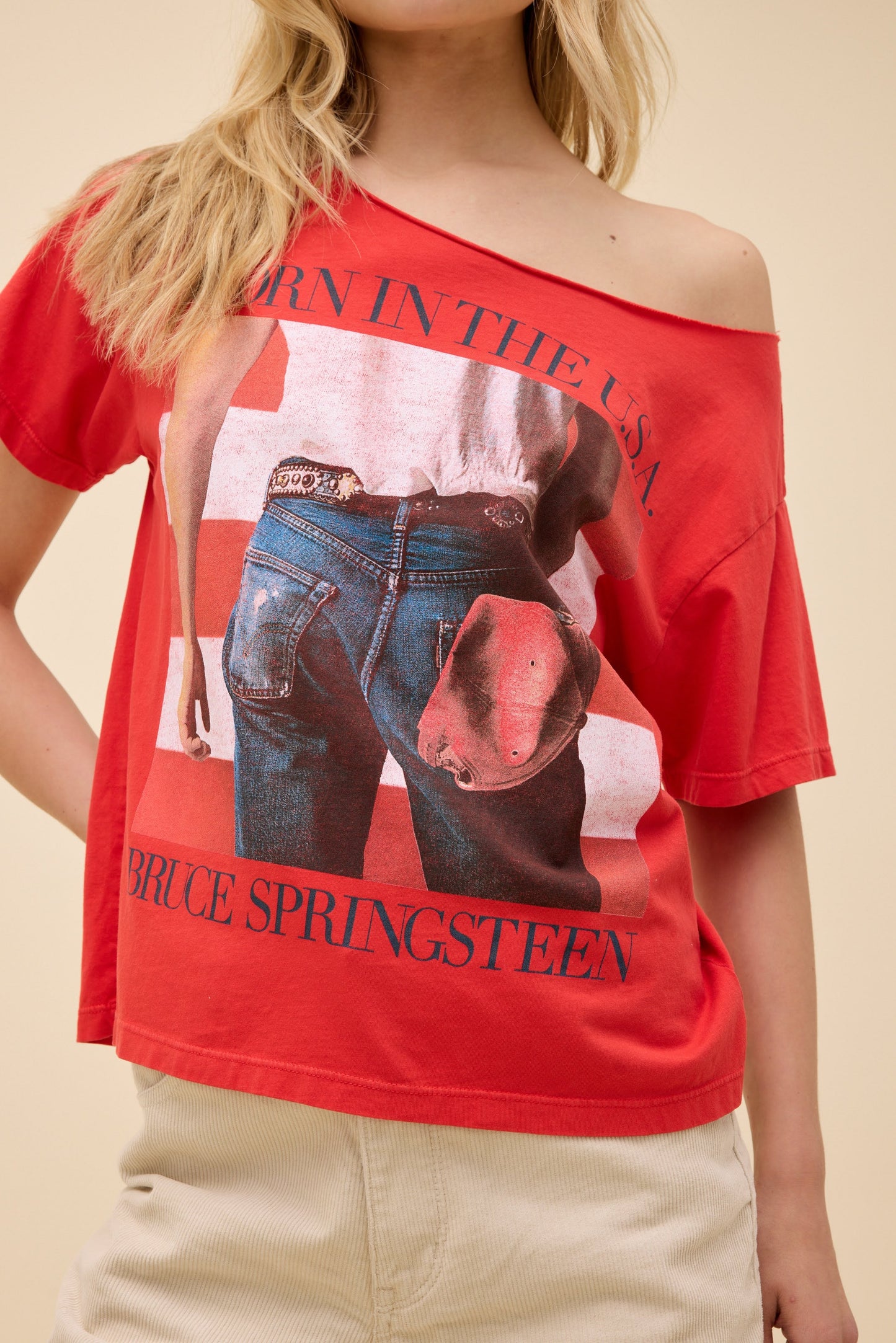 Daydreamer LA Off the Shoulder Tee in Bruce Springsteen