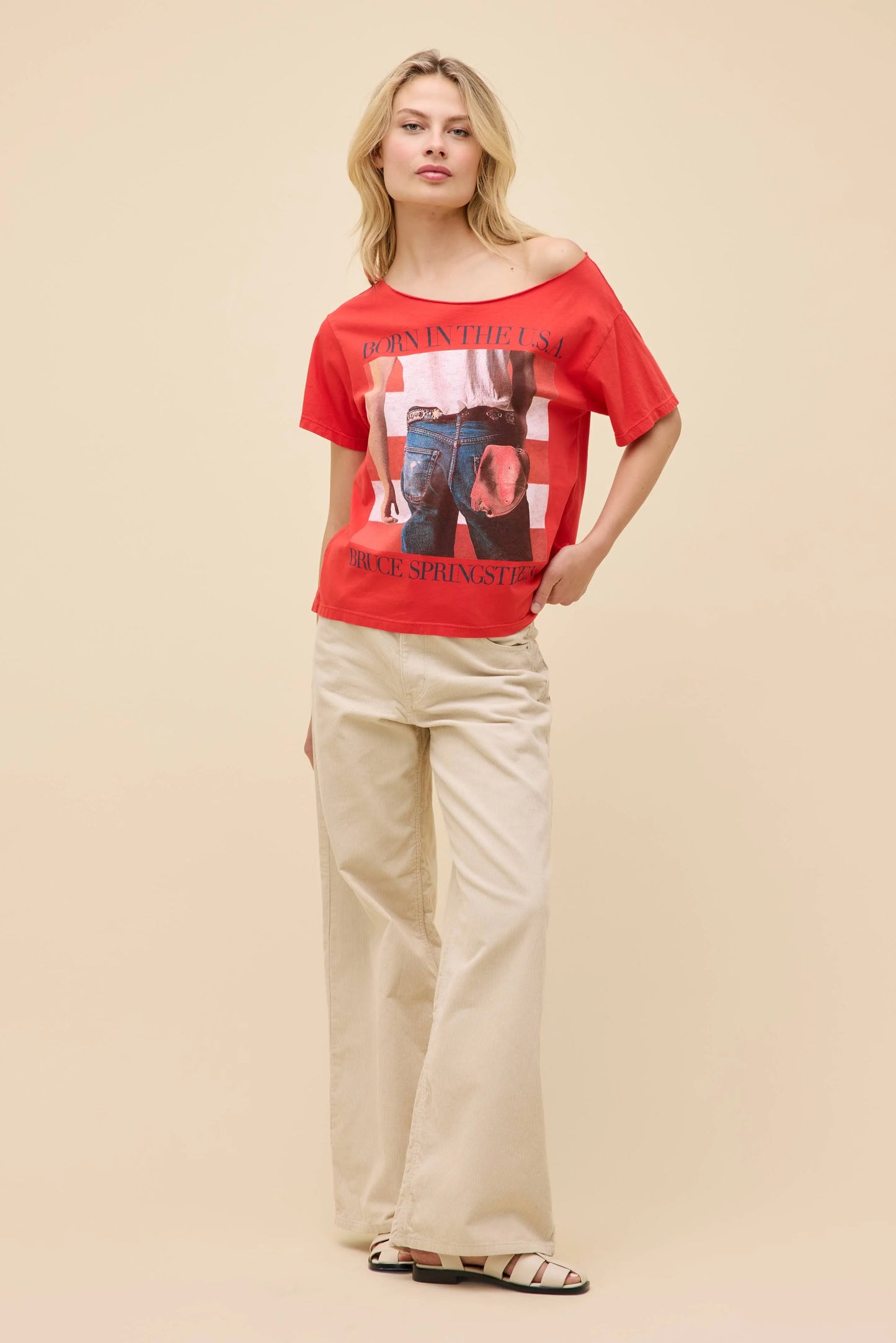 Daydreamer LA Off the Shoulder Tee in Bruce Springsteen