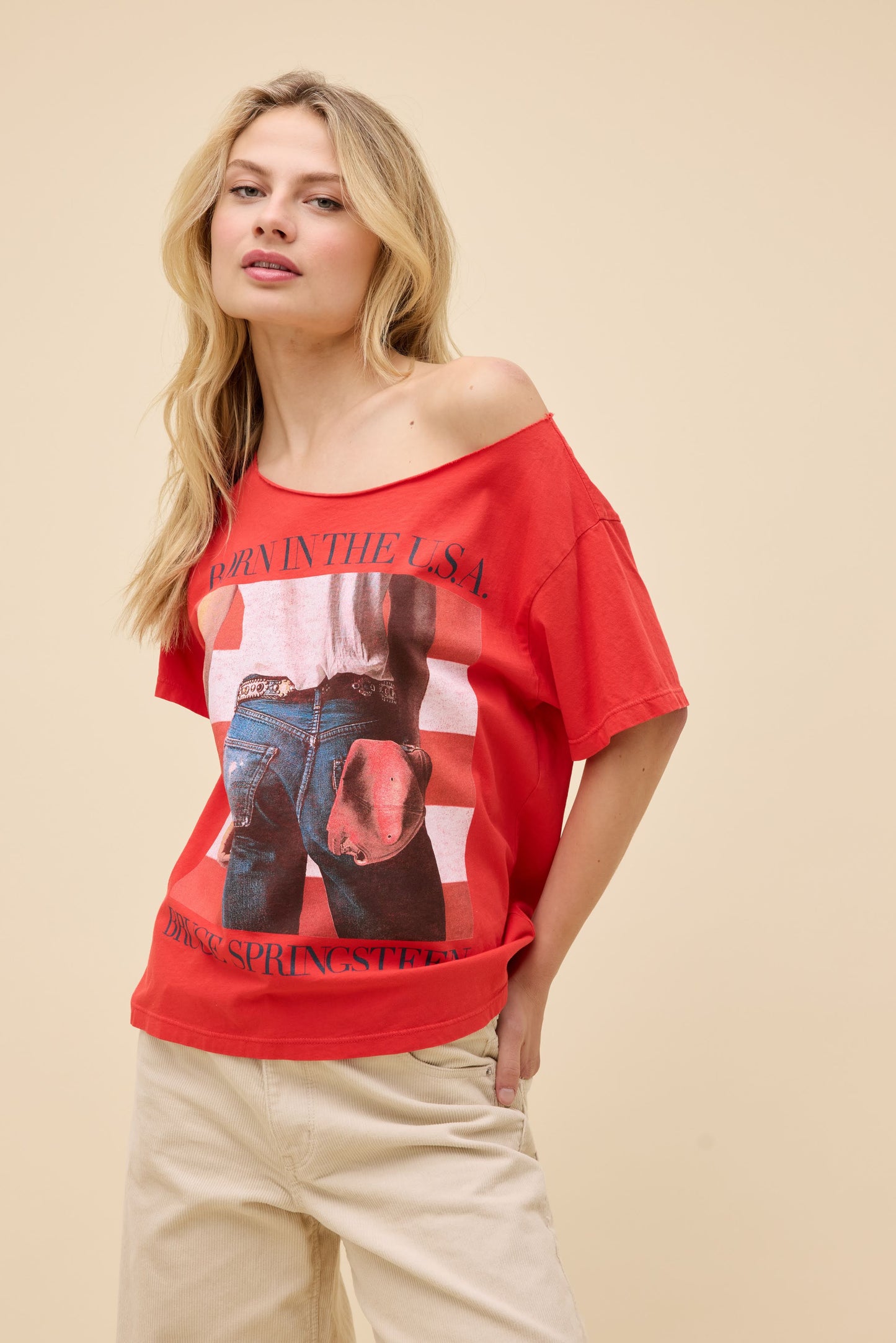 Daydreamer LA Off the Shoulder Tee in Bruce Springsteen