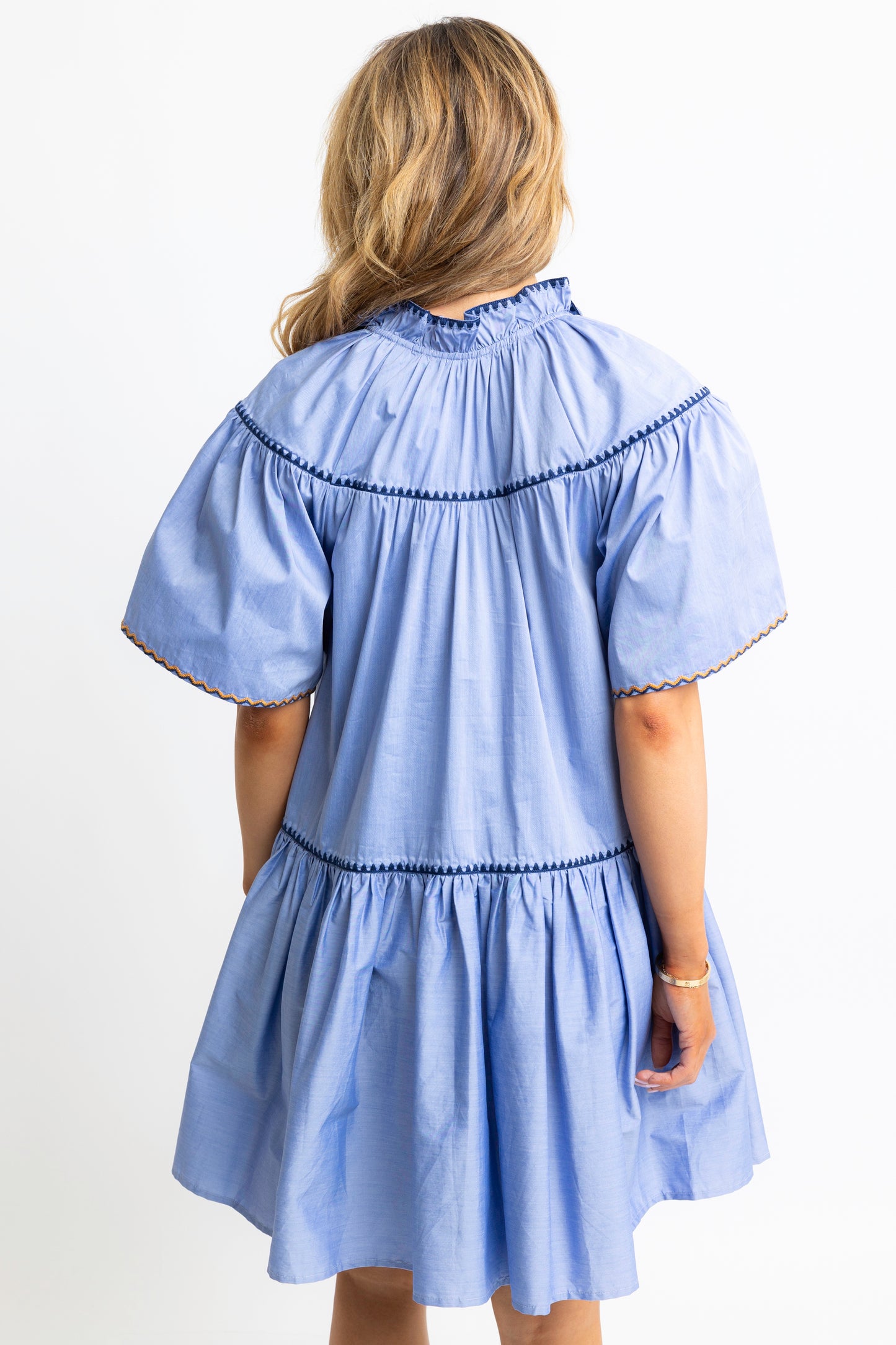 Karlie V-Neck Dress in Blue