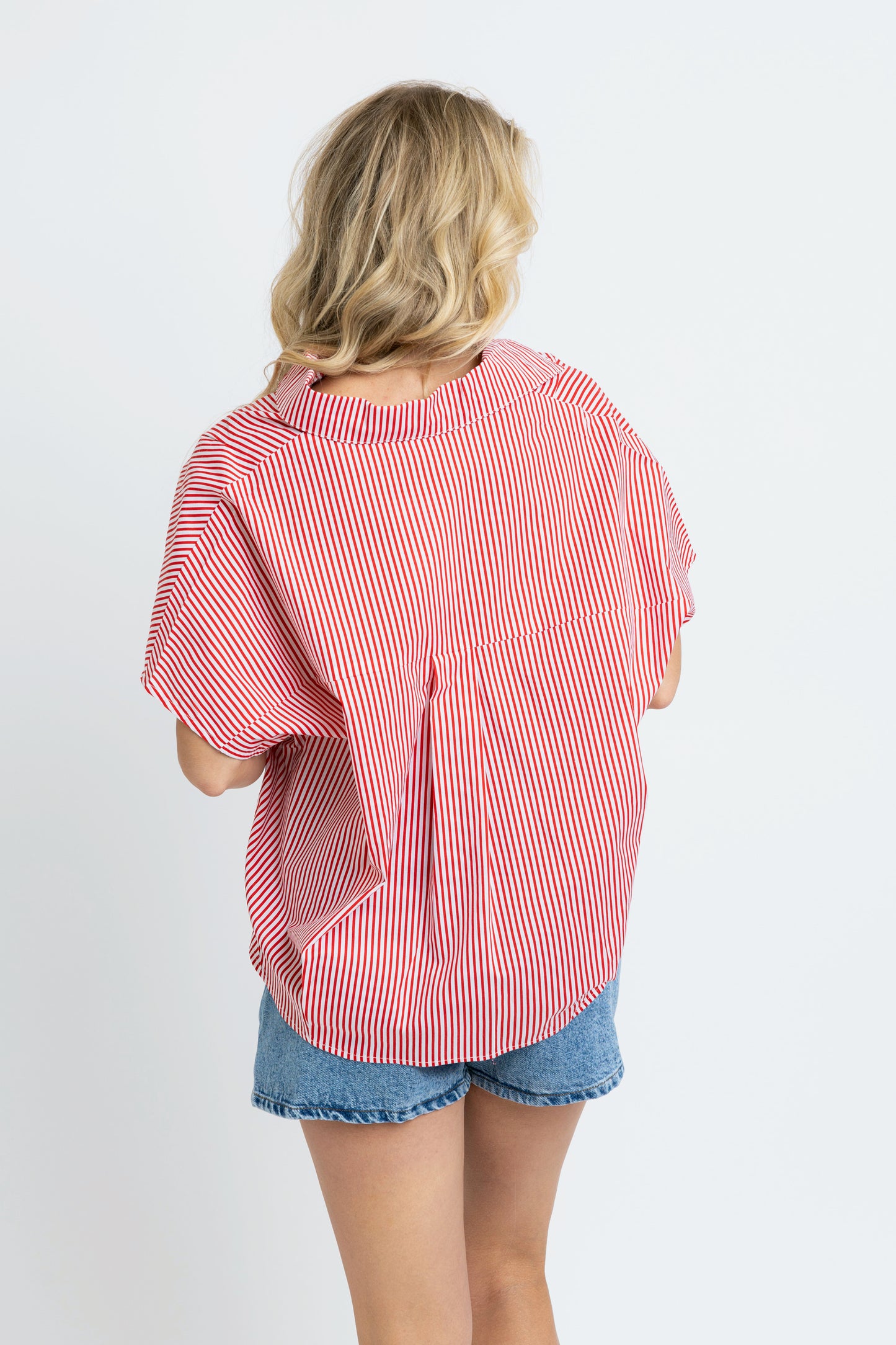 Karlie Signature Collar Striped Top in Red