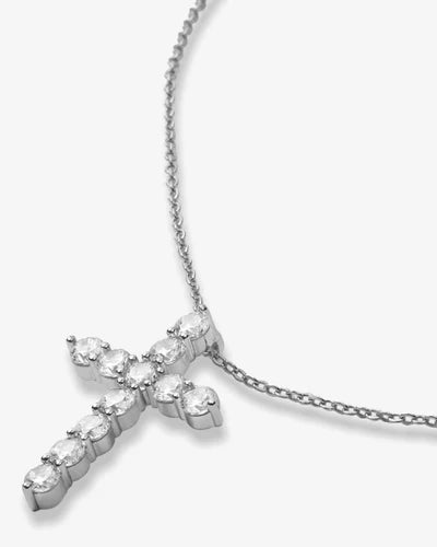 Melinda Maria Oh She Fancy Small Cross Pendant Necklace in Silver