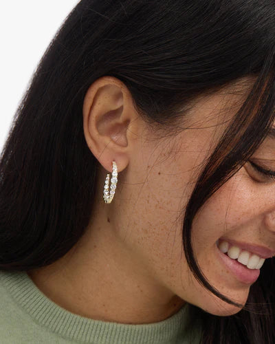 Melinda Maria Oh She Fancy Graduated Hoops 1" in Gold