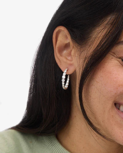 Melinda Maria Oh She Fancy Graduated Hoops 1" in Silver