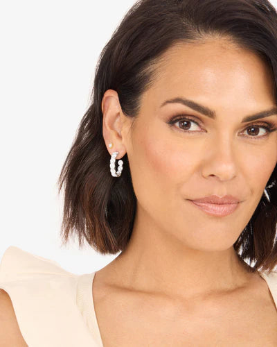 Melinda Maria Oh She Fancy Hoops 1" in Silver
