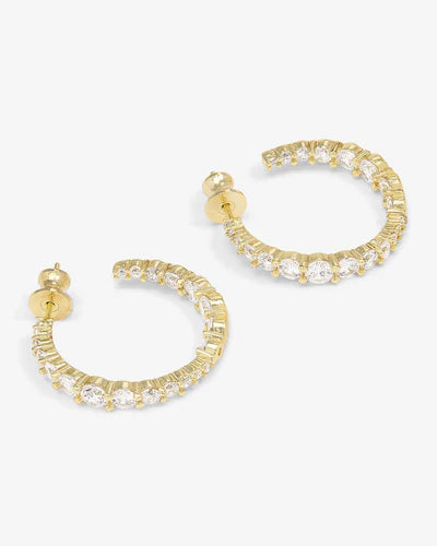 Melinda Maria Oh She Fancy Graduated Hoops 1" in Gold