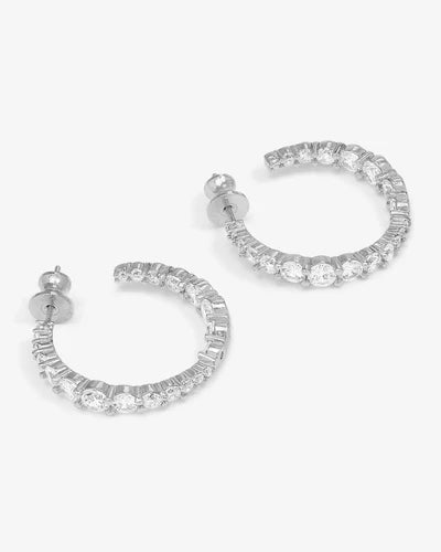 Melinda Maria Oh She Fancy Graduated Hoops 1" in Silver