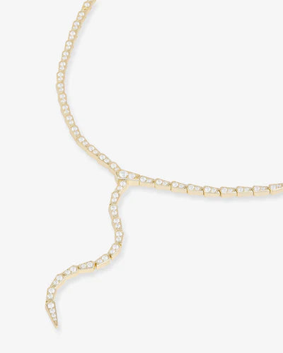 Melinda Maria Pave Serpent Lariat Necklace in Gold (16")