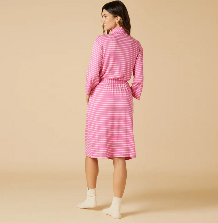 Softies Dream Shawl Robe in Fuschia Stripe