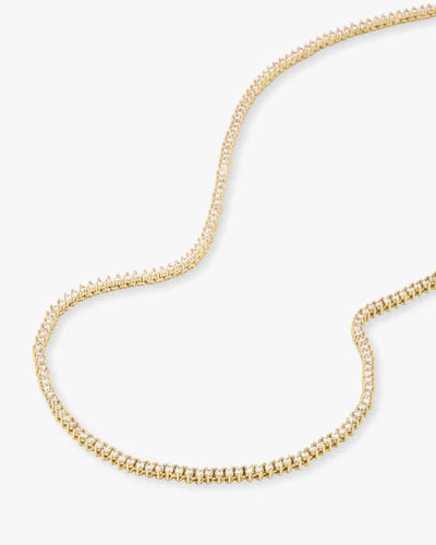 Melinda Maria Baby Not Your Basic Tennis Necklace in Gold