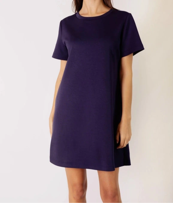 P.Cill Butter Modal Short Sleeve Dress in Navy