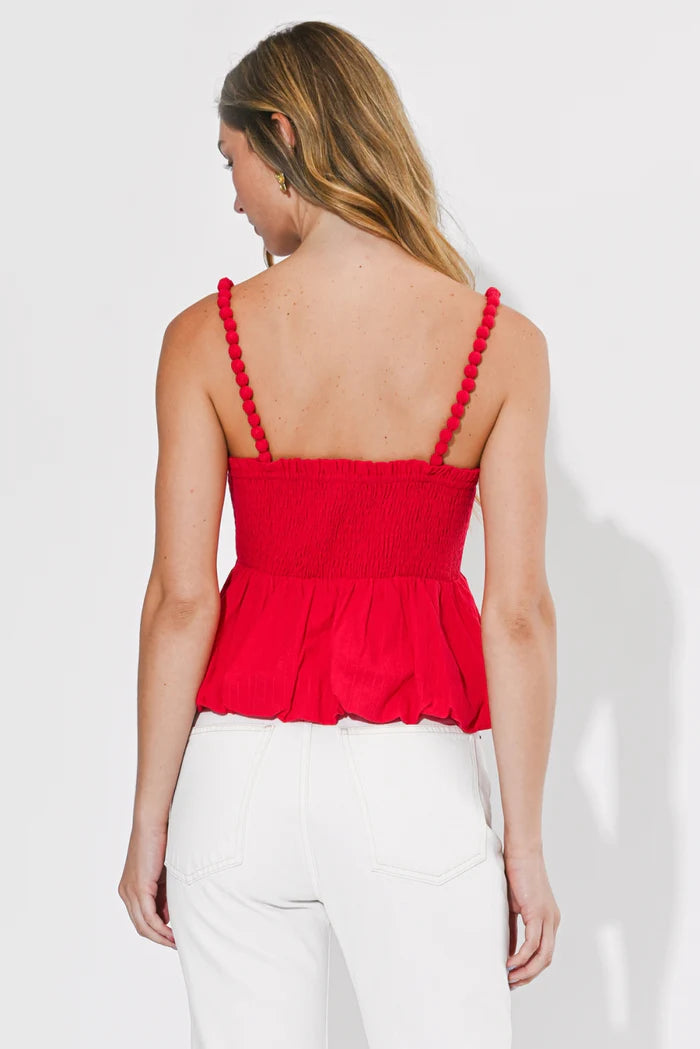 Adelyn Rae Holly Bubble Baby Doll Top in Red