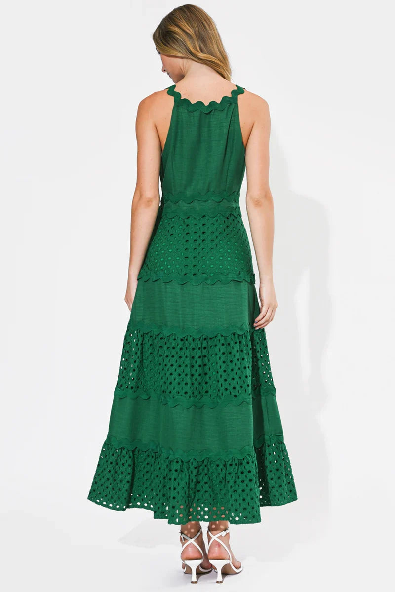 Adelyn Rae Emma Mixed Media Maxi Dress in Green