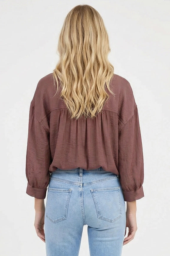 Silky Oversized Buttondown in Mauve