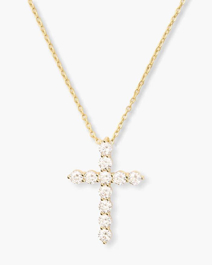 Melinda Maria Oh She Fancy Small Cross Necklace in Gold
