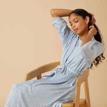 Softies Dream Shawl Robe in Sky Blue Stripe