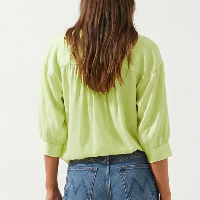 Silky Oversized Buttondown in Lime